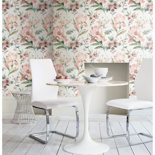 RoomMates Pink Iris Peel & Stick Wallpaper